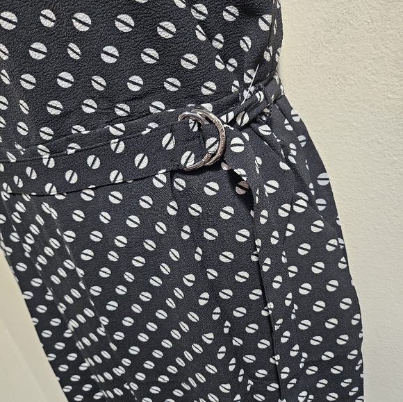 Michael Kors Sleeveless Jumpsuit Crop Pants 4 Black White Polka - Picture 9 of 9